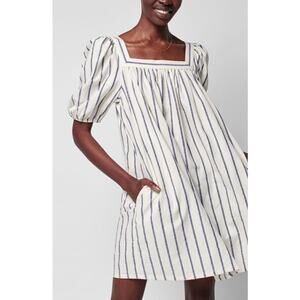 Faherty Phoenix Dress Size XS Navy Elroy Stripe 100% Cotton Coastal Nautical